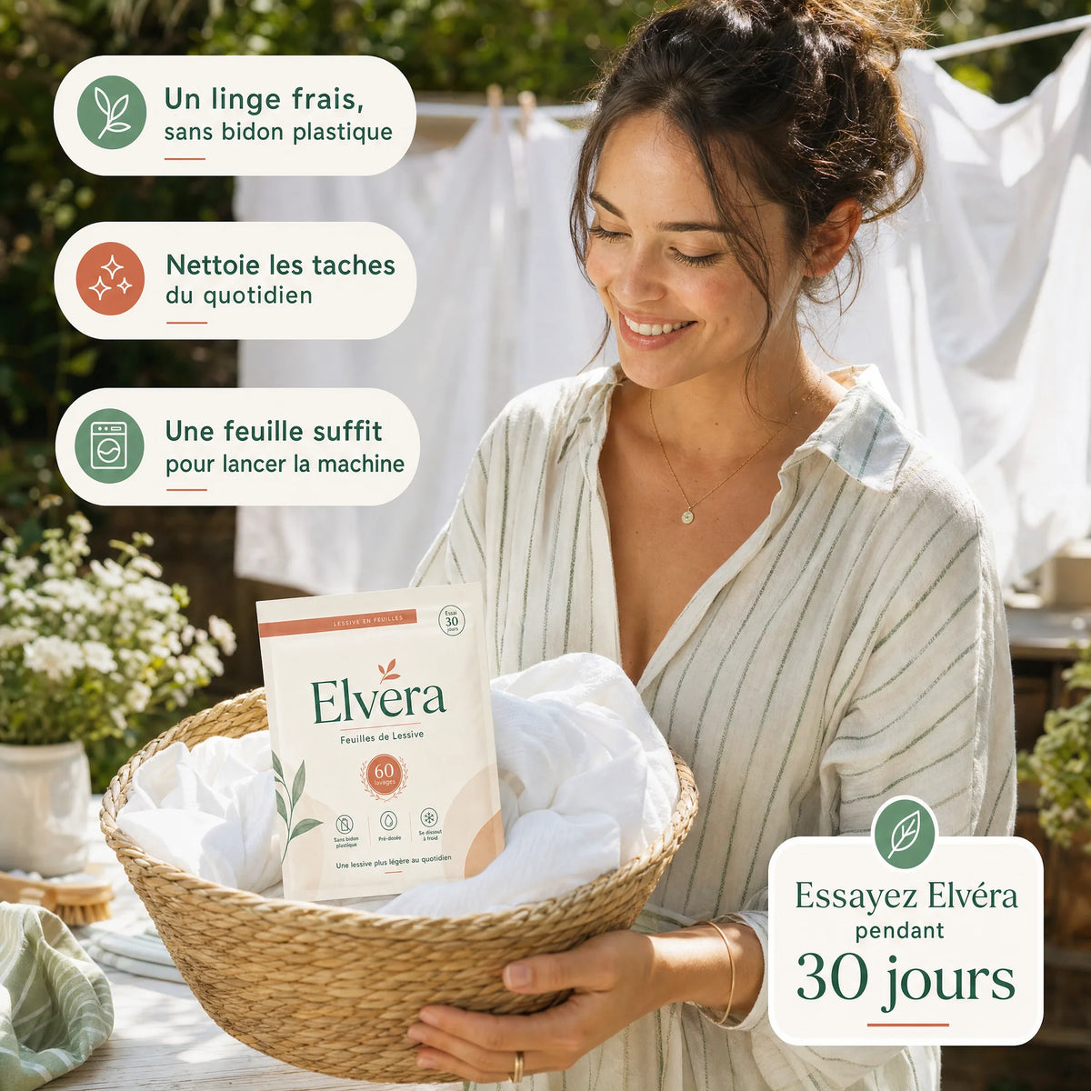 Le linge propre, sans le gros bidon